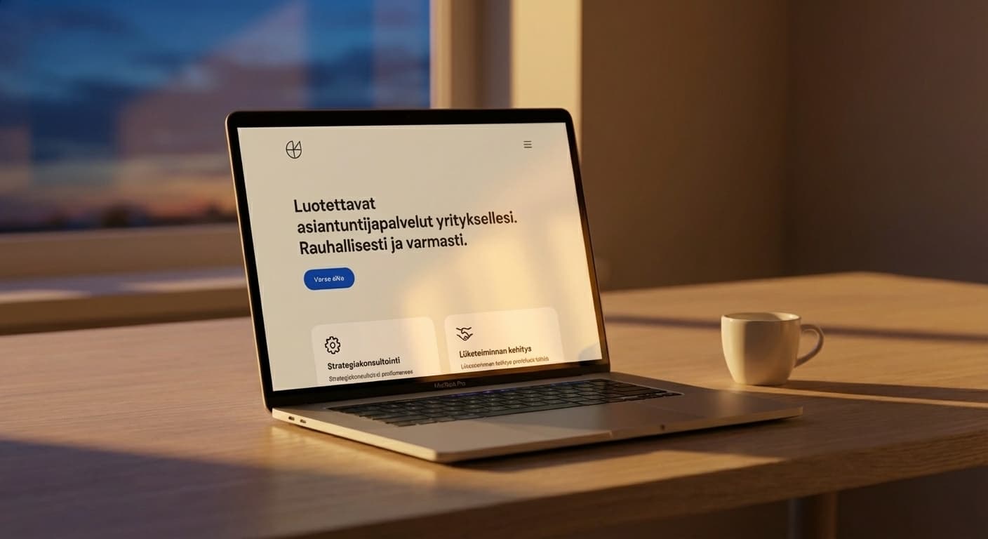 Digistartti-palvelulla luotu verkkosivusto kannettavan tietokoneen näytöllä