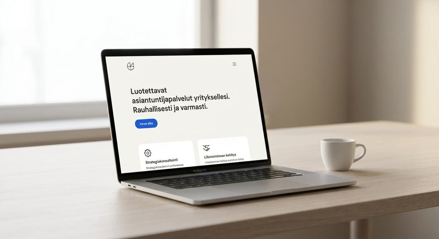 Digistartti-palvelulla luotu verkkosivusto kannettavan tietokoneen näytöllä